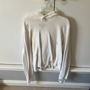 white distressed sweatshirt